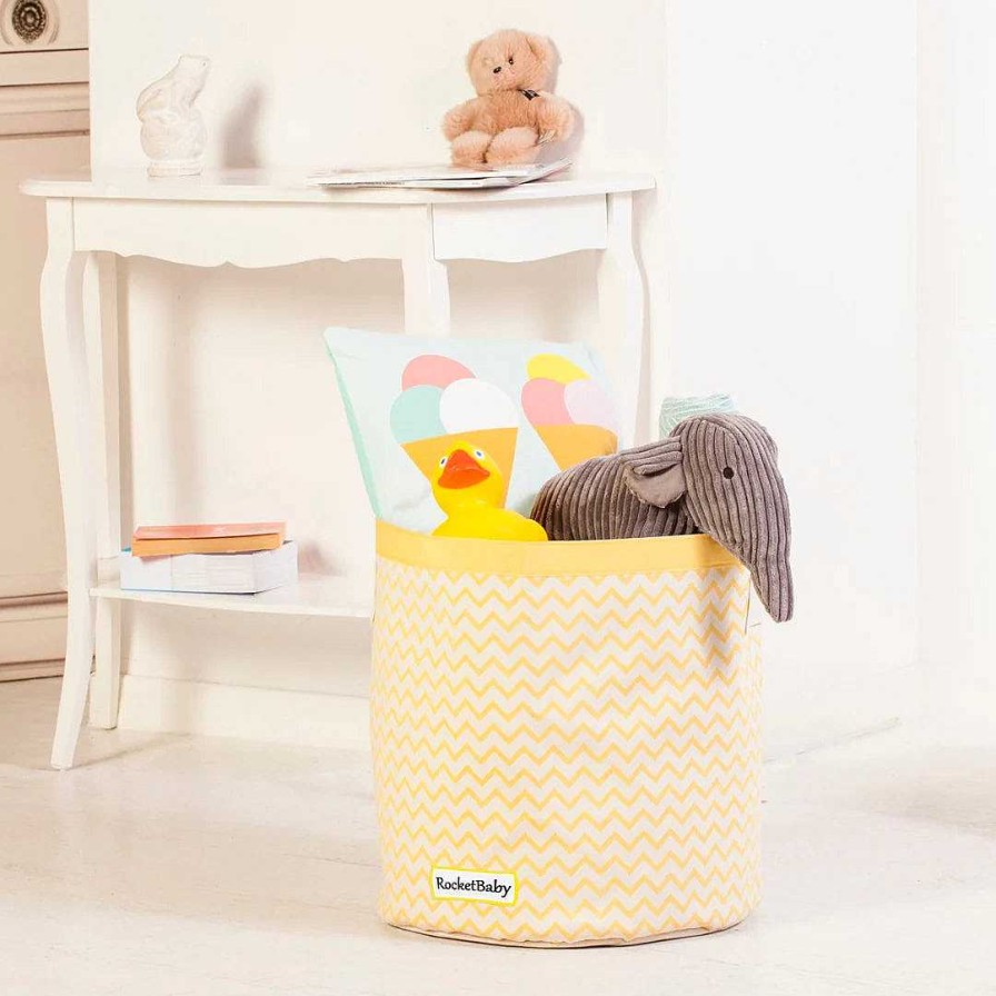 Nursery opROCKETBABY | Xxl Storage Bin 2 Pk- Juicy The Pineapple + Zigzag Yellow