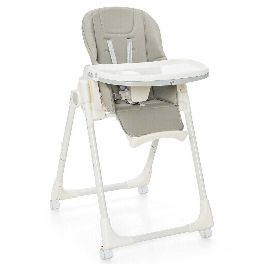 Gear dsvCOSTWAY | Folding High Chair With Height Adjustment And 360° Rotating Wheels - Grey