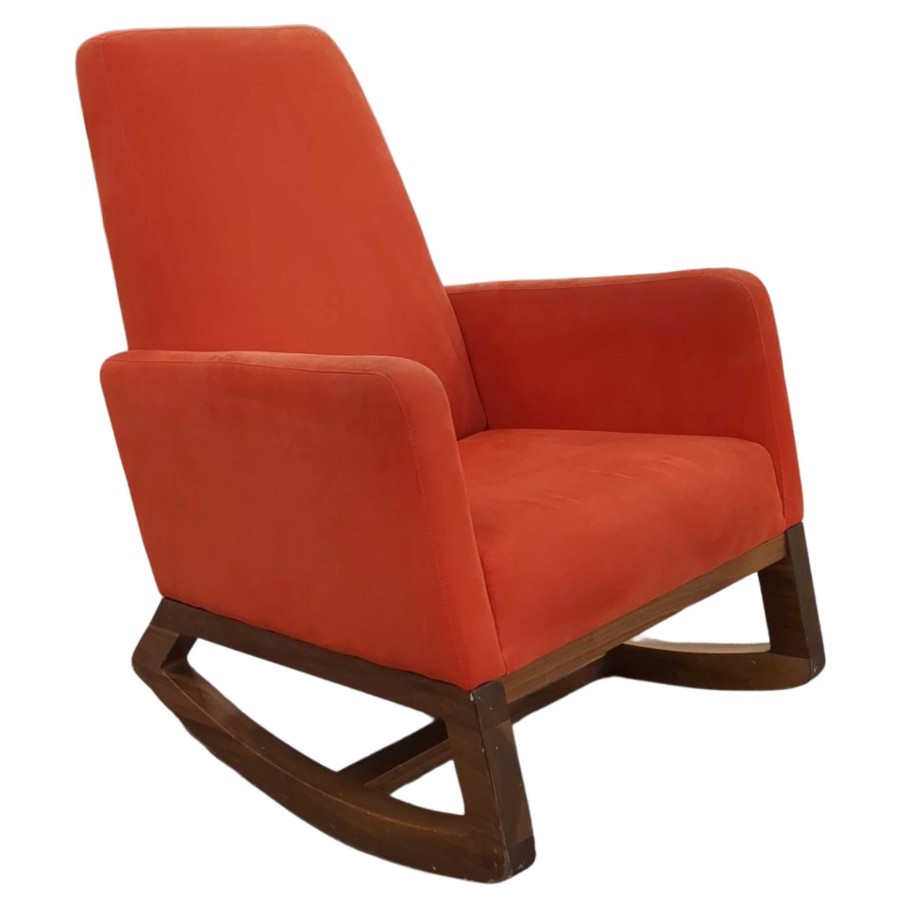 Nursery rsW.SMITH | Joya Rocker - Orange Microfibre/Walnut Base (See Details)