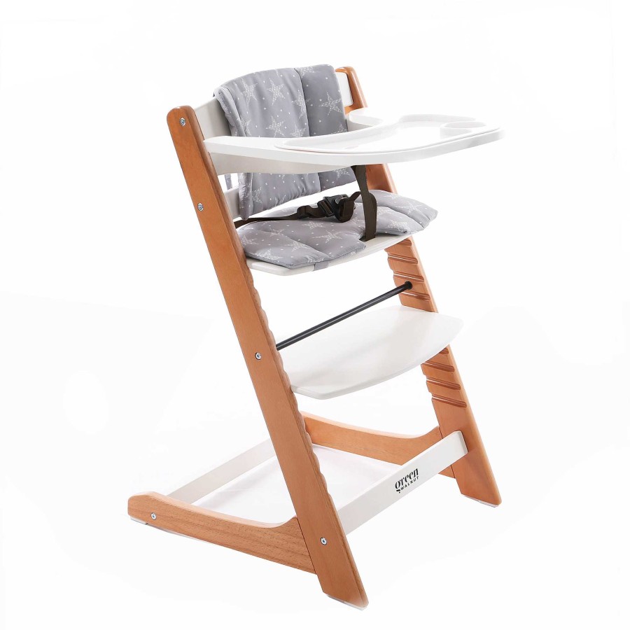 Gear cdsvGREEN WALNUT | Wooden High Chair For Babies And Toddlers | Includes ( Seat Cushion ,Tray & 5 Point Belt )