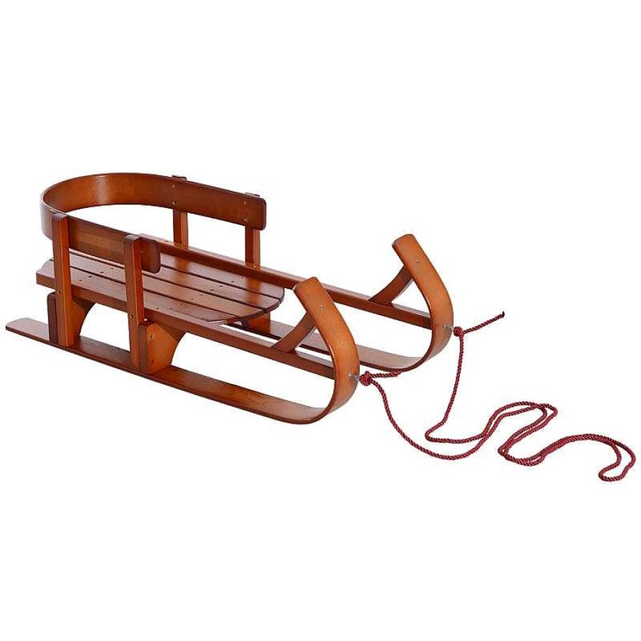 Gear dsvAOSOM | Qaba Baby Sleigh Snow Sled Children Wooden Sledge Ski Sliding - Natural Wood