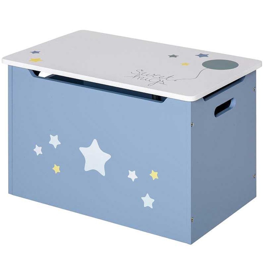 Nursery dsvAOSOM | Wooden Toy Storage Chest With Seating Bench - Blue