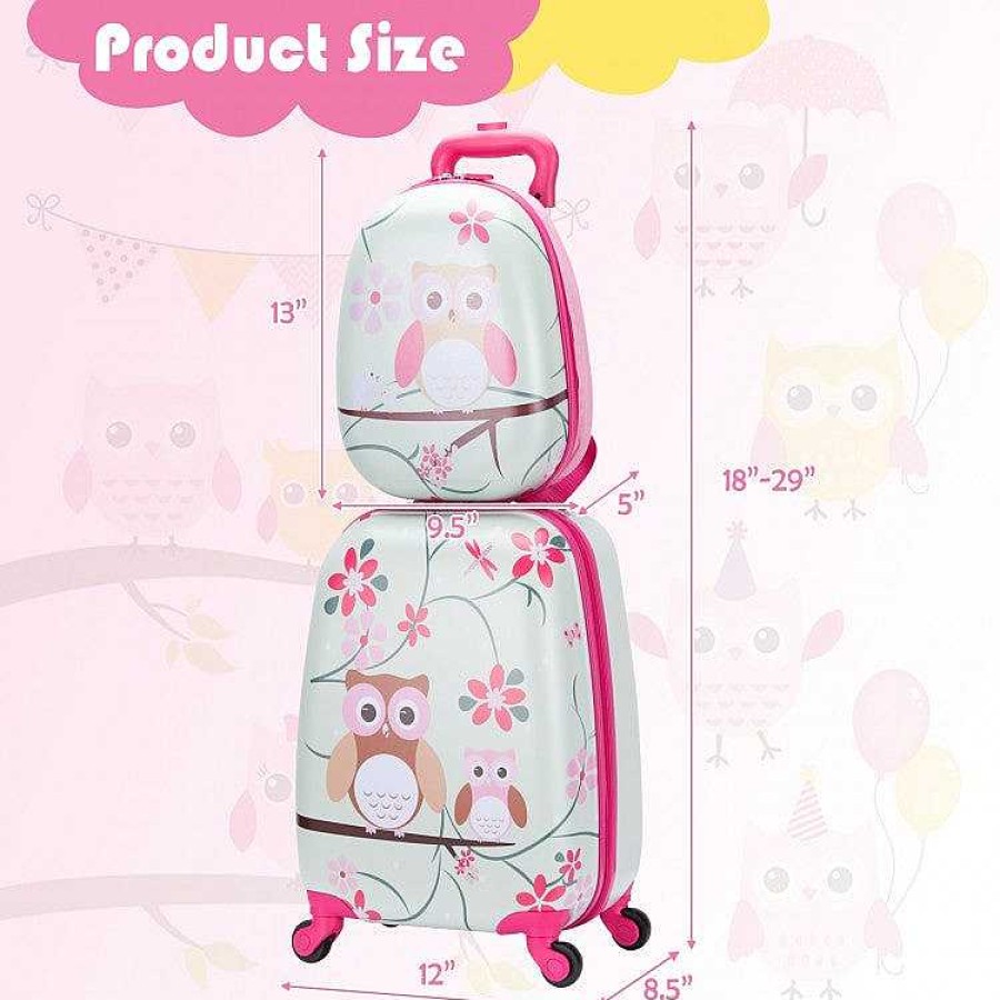 Gear dsvCOSTWAY | 2 Pieces 12 Inch 16 Inch Kids Luggage Set With Backpack And Suitcase - Owl