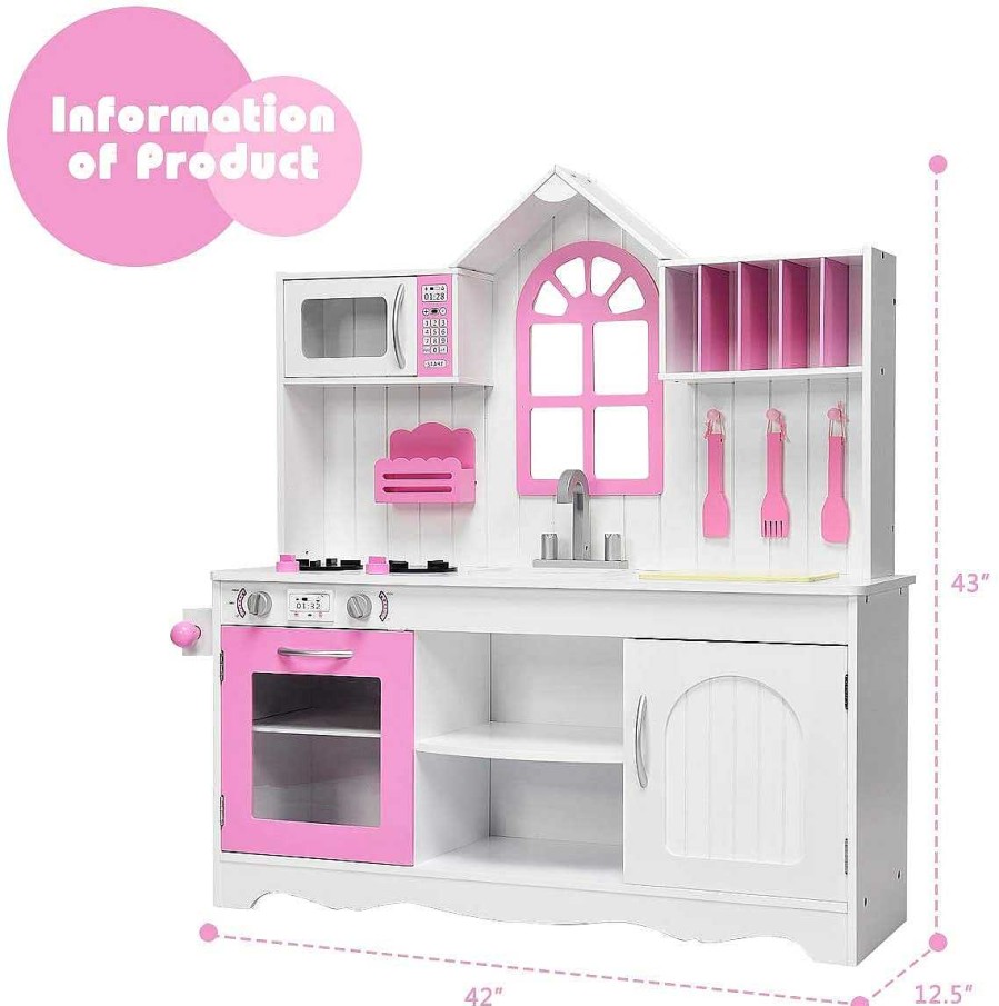 Gear dsvCOSTWAY | Wood Toy Kitchen Kids Cooking Pretend Play Set