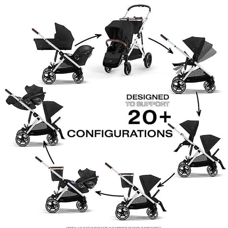 Strollers opCOLUMBUSTP | Gazelle S 2023 Stroller - Moon Black/Silver Frame