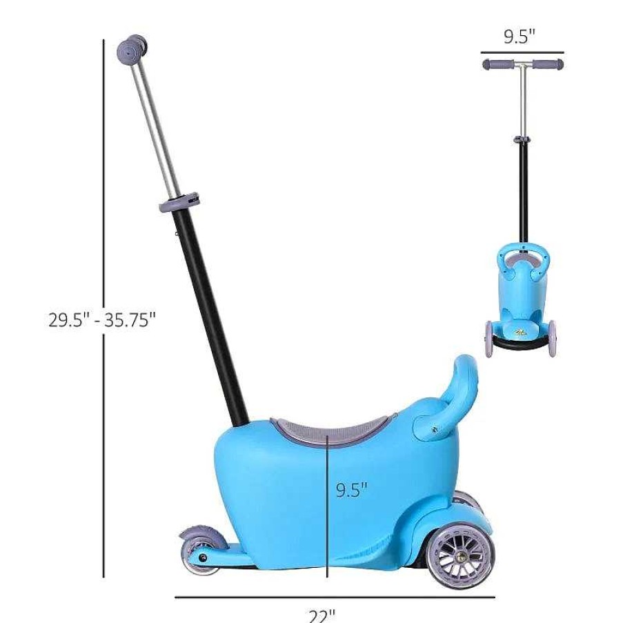 Gear dsvAOSOM | Qaba 3-In-1 Kids Scooter Sliding Walker Push Car