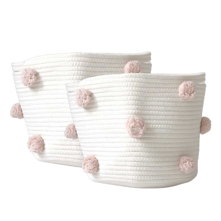 Nursery cdsvTWIG AND TASSEL | Set Of 2 - Blush Pom Basket - Medium