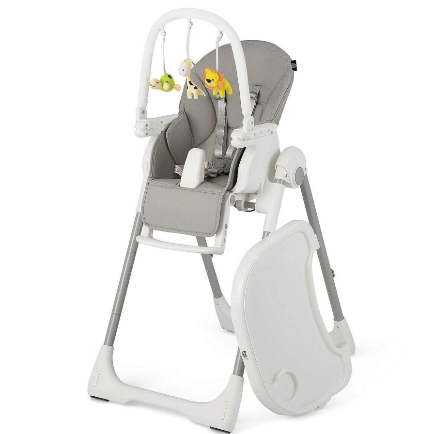 Gear dsvCOSTWAY | 4-In-1 Foldable Baby High Chair With 7 Adjustable Heights And Free Toys Bar - Gray