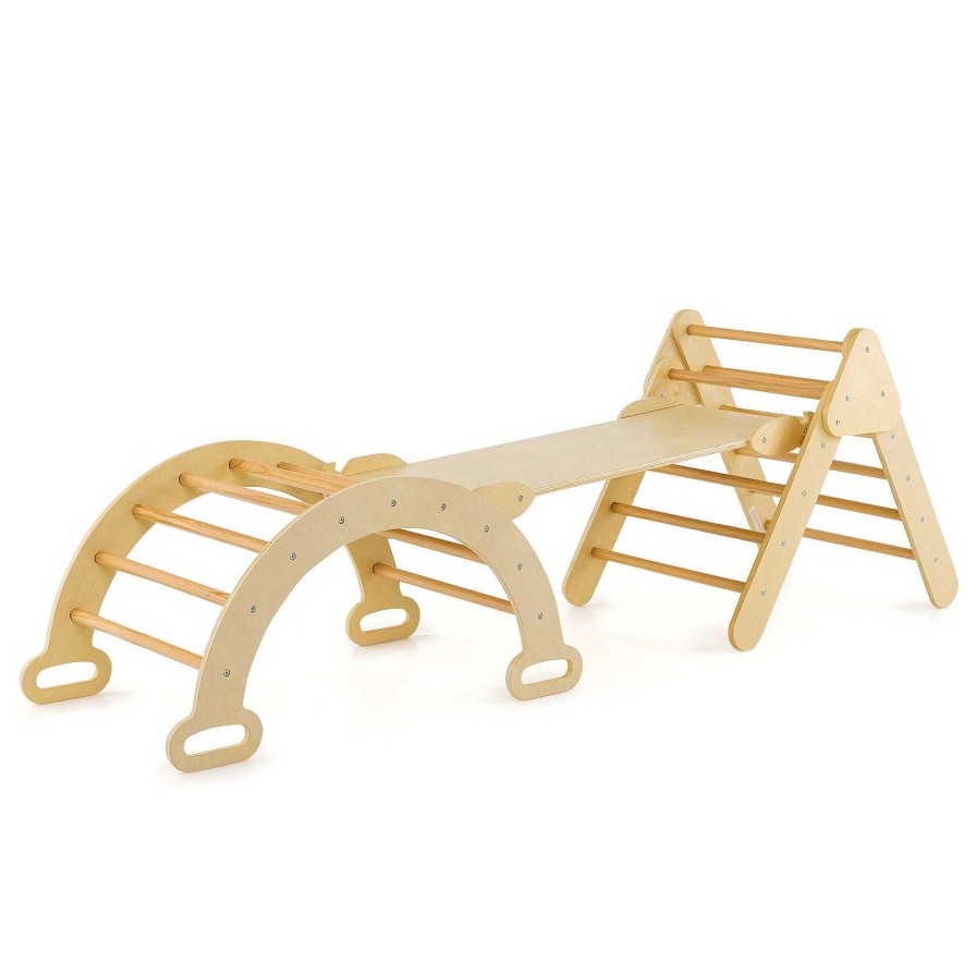 Gear dsvCOSTWAY | Wooden Kids Climber Toys With Triangle Arch Ramp For Sliding Climbing