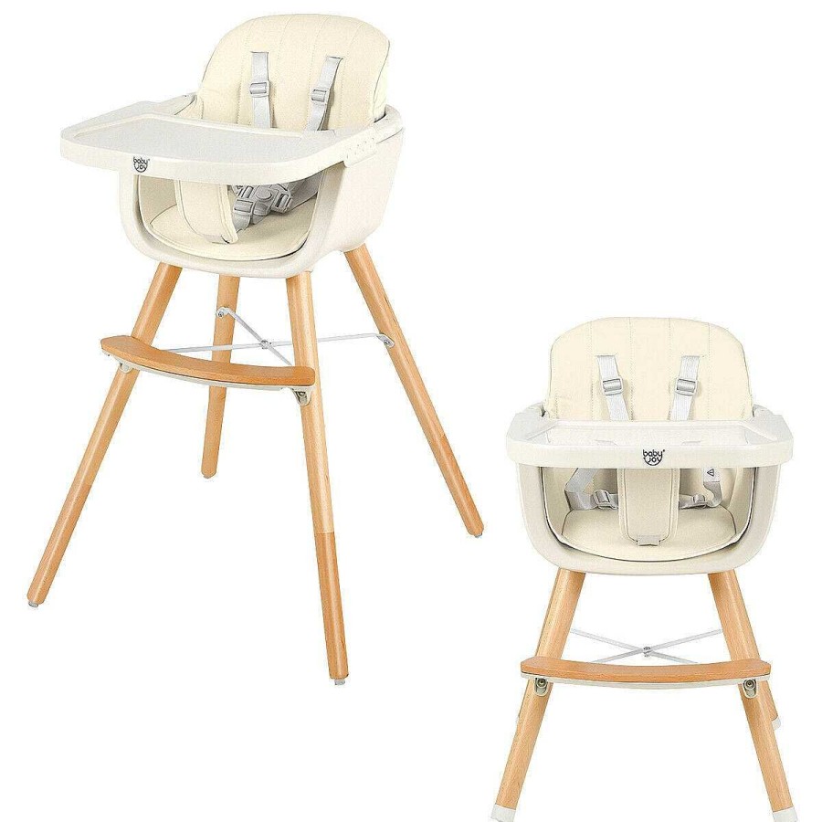 Gear dsvCOSTWAY | 3-In-1 Convertible Wooden High Chair With Cushion - Beige