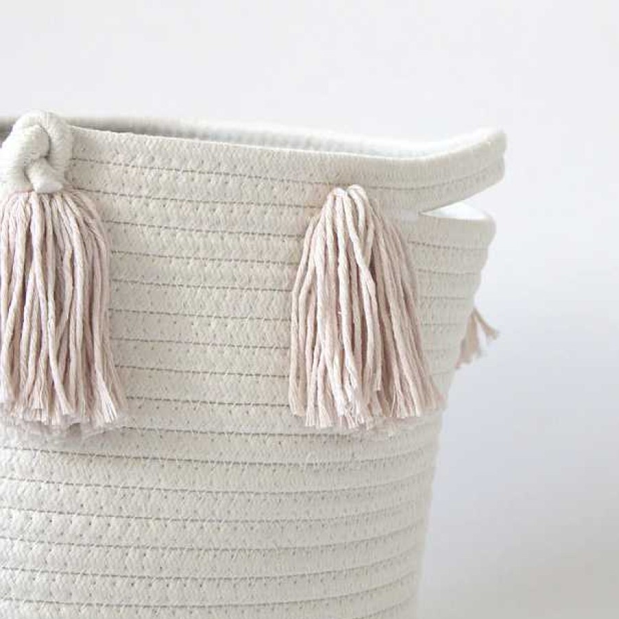 Nursery cdsvTwig and Tassel | Set Of 2 - Blush Tassel Basket - Medium