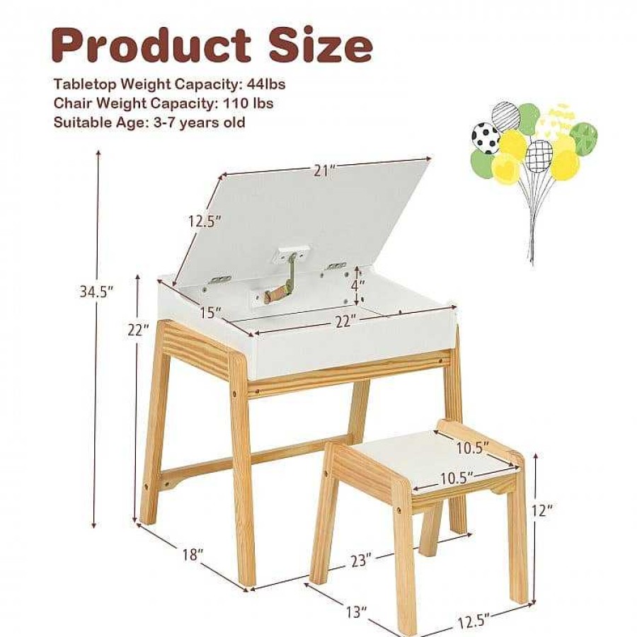 Gear dsvCOSTWAY | Kids Activity Table And Chair Set With Storage Space - White