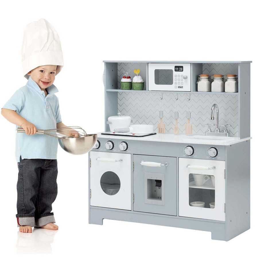 Gear dsvCOSTWAY | Pretend Play Kitchen Wooden Toy Set For Kids With Realistic Light And Sound