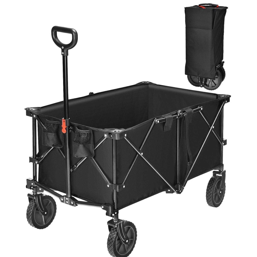 Strollers dsvCOSTWAY CM OOS 10.17.23 | Outdoor Folding Wagon Cart With Adjustable Handle And Universal Wheels - Black