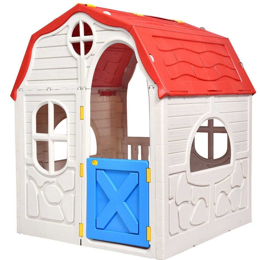 Gear dsvCOSTWAY | Kids Cottage Playhouse Foldable Plastic Indoor Outdoor Toy