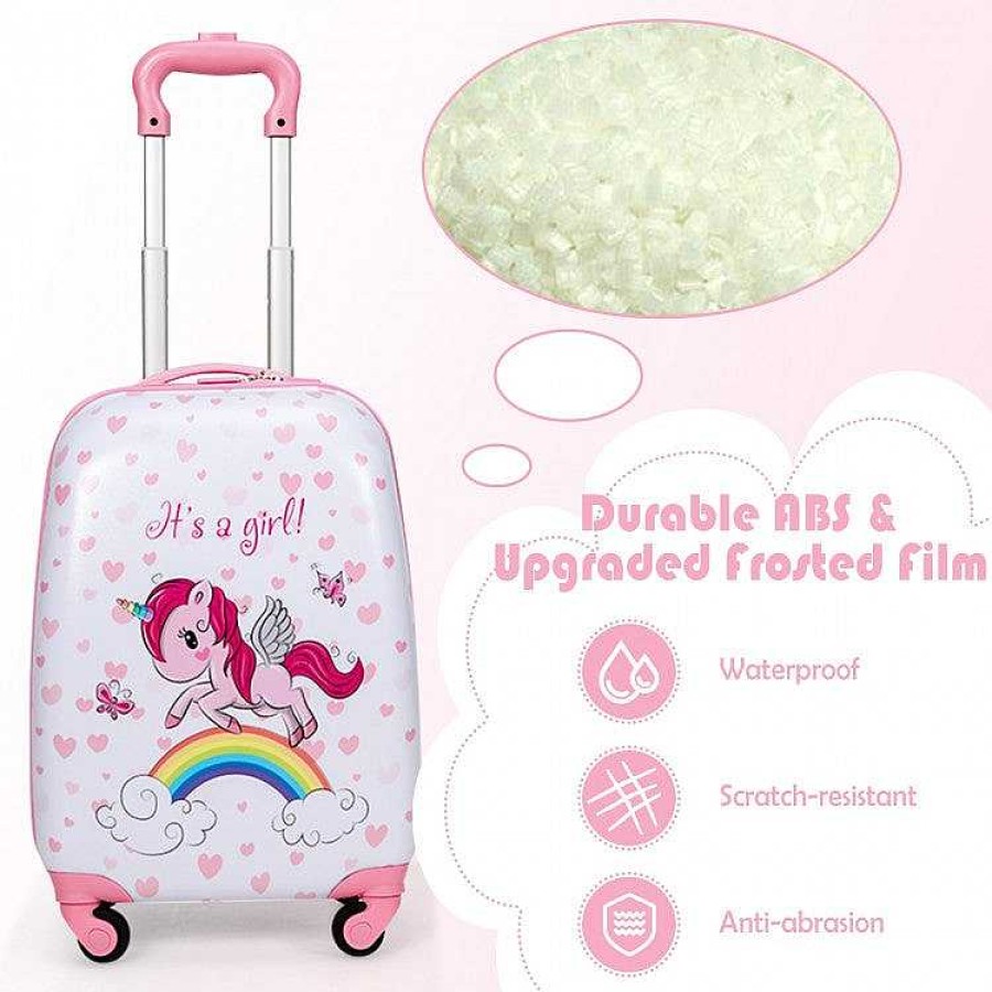 Gear dsvCOSTWAY | 2 Pieces 12 Inch 16 Inch Kids Luggage Set With Backpack And Suitcase - Unicorn